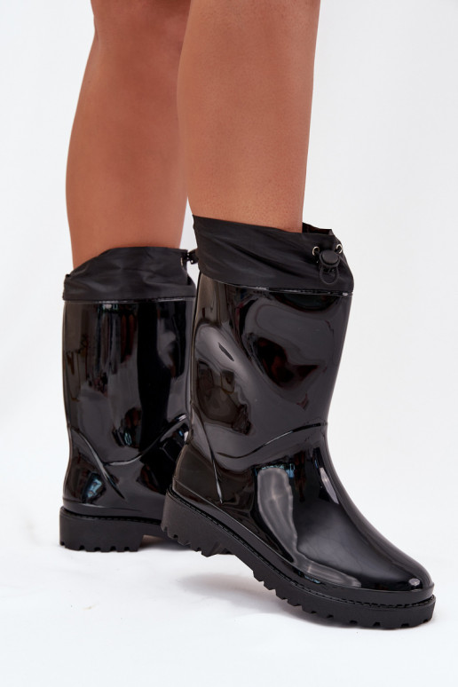 Women's Rain Boots With Drawstring Black Kessia Women's Rain Boots With Drawstring Black Kessia
