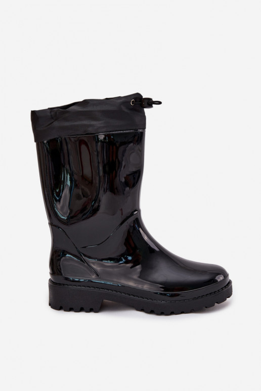 Women's Rain Boots With Drawstring Black Kessia Women's Rain Boots With Drawstring Black Kessia