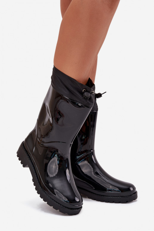 Women's Rain Boots With Drawstring Black Kessia Women's Rain Boots With Drawstring Black Kessia