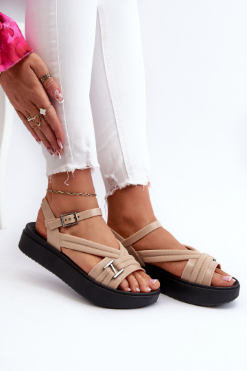 Fragrant Women's Platform Sandals ZAXY LL285063 Beige 2