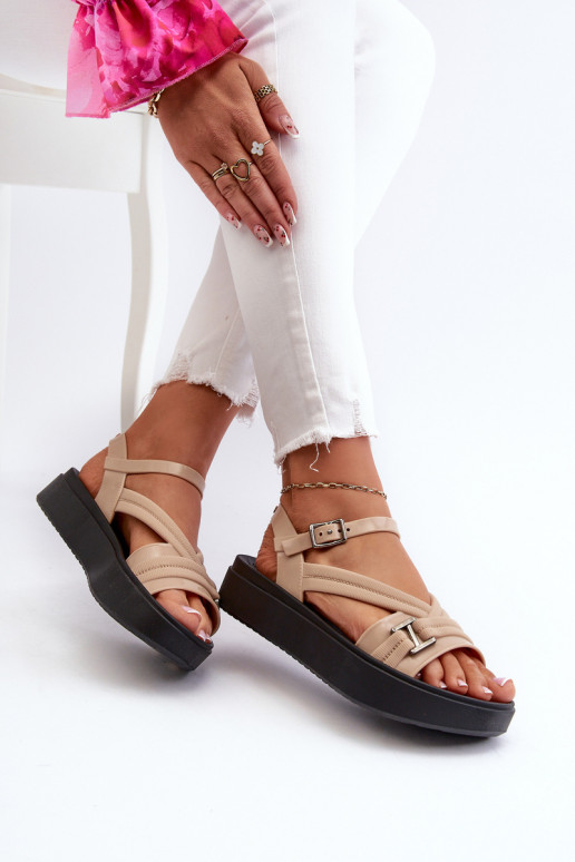 Fragrant Women's Platform Sandals ZAXY LL285063 Beige