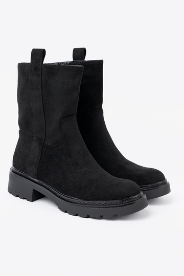 Stylish boots by the ankle z grubą, czarną podeszIną