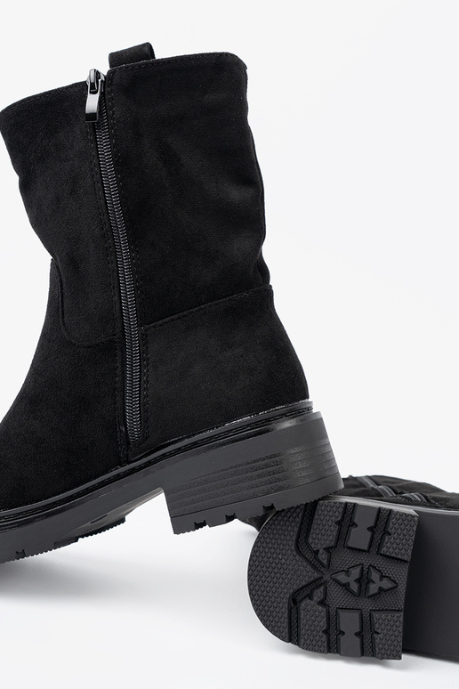 Stylish boots by the ankle z grubą, czarną podeszIną