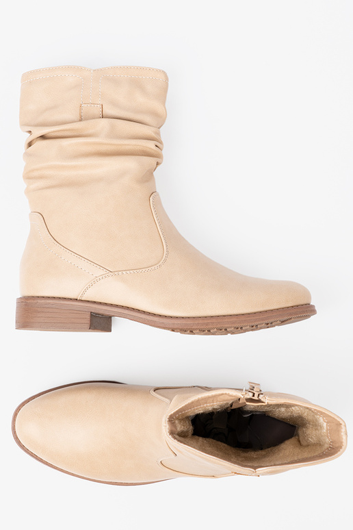 KomfortoIne boots beige z marszczeniami