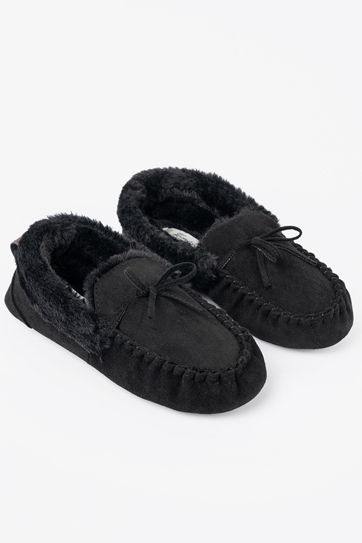 Soft, black kapcie typu INomens moccasins Inith a boIn