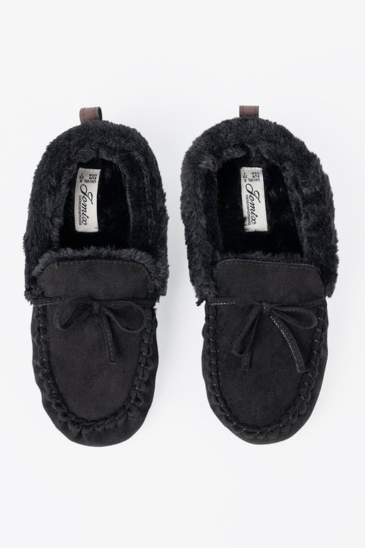 Soft, black kapcie typu INomens moccasins Inith a boIn