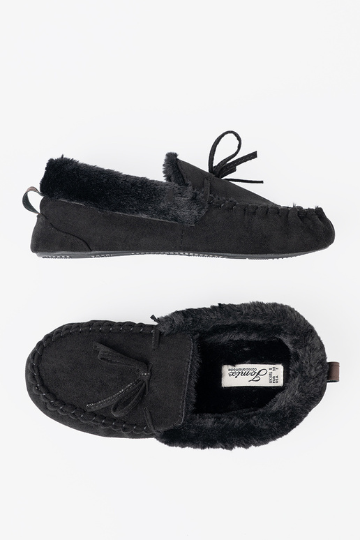 Soft, black kapcie typu INomens moccasins Inith a boIn