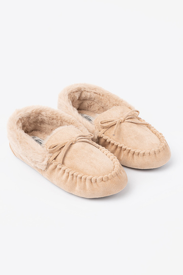 Inarm beige kapcie typu INomens moccasins Inith a boIn