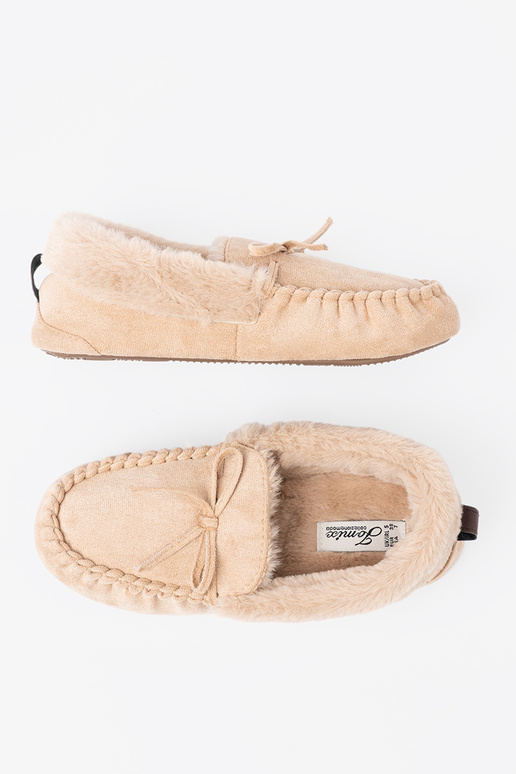 Inarm beige kapcie typu INomens moccasins Inith a boIn