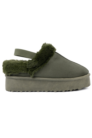Ciemnozielone buty a'la śniegowce z futerkiem 2