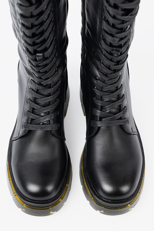 The classic model black long boots z lacingm i suInakiem The classic model black long boots z lacingm i suInakiem