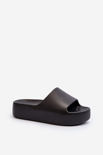 Women's Black Thick Sole Slides Oreithano 2