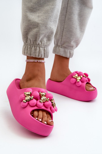 Women's Foam Slides With Decorations On Thick Sole Fuchsia Bremavia 2