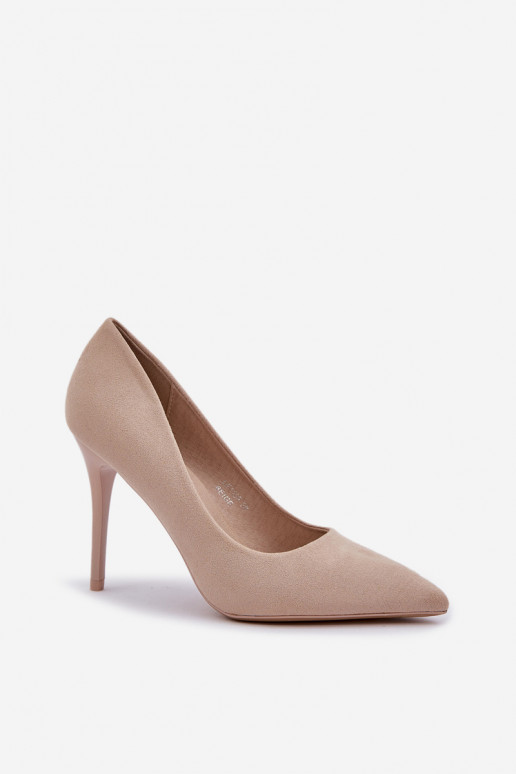 Classic High Heels Made Of Eco Suede Light Beige Navinda
