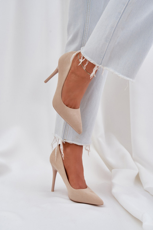 copy of Classic High Heels Made Of Eco Suede Light Beige Navinda