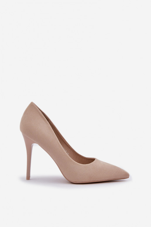 Classic High Heels Made Of Eco Suede Light Beige Navinda