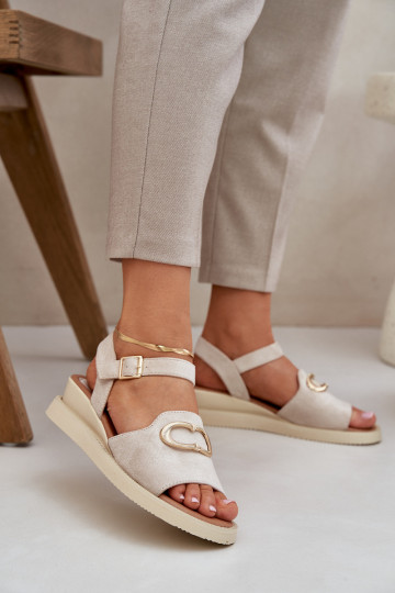 Women's Wedge Sandals With Decoration Beige Salianes 2