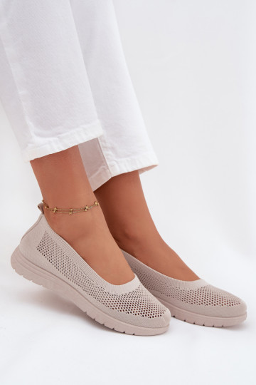 Ladies Mesh Ballerinas In Sporty Style Beige Virella