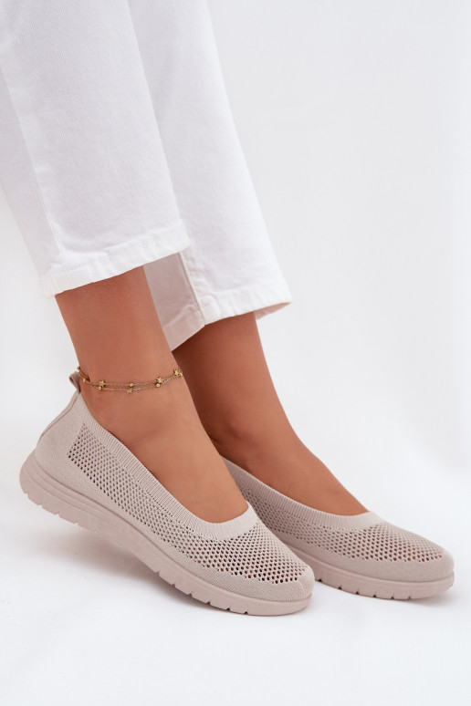 Ladies Mesh Ballerinas In Sporty Style Beige Virella