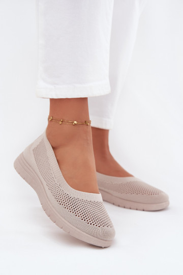 Ladies Mesh Ballerinas In Sporty Style Beige Virella 2