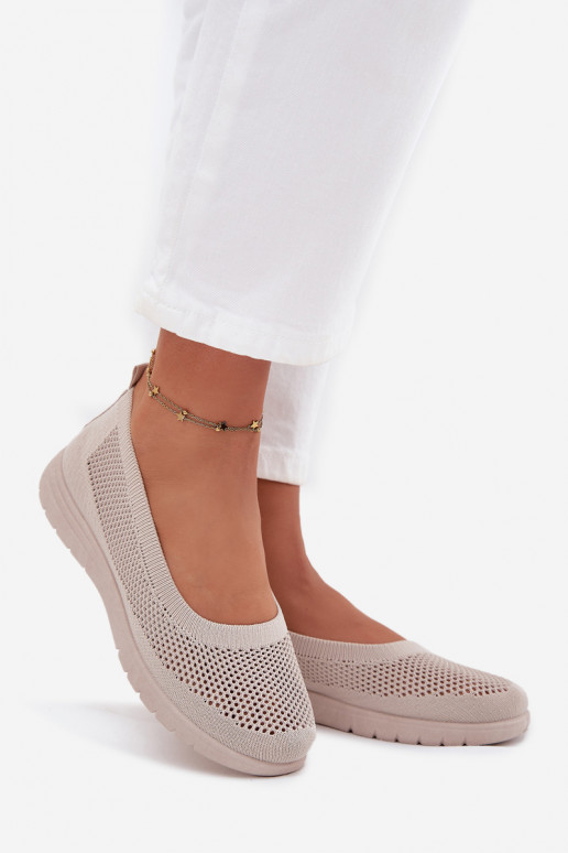 Ladies Mesh Ballerinas In Sporty Style Beige Virella