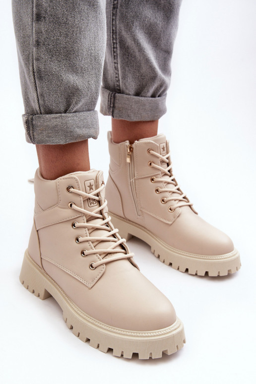 Women's Zipper Fleece-Lined Boots Beige Gremiva
