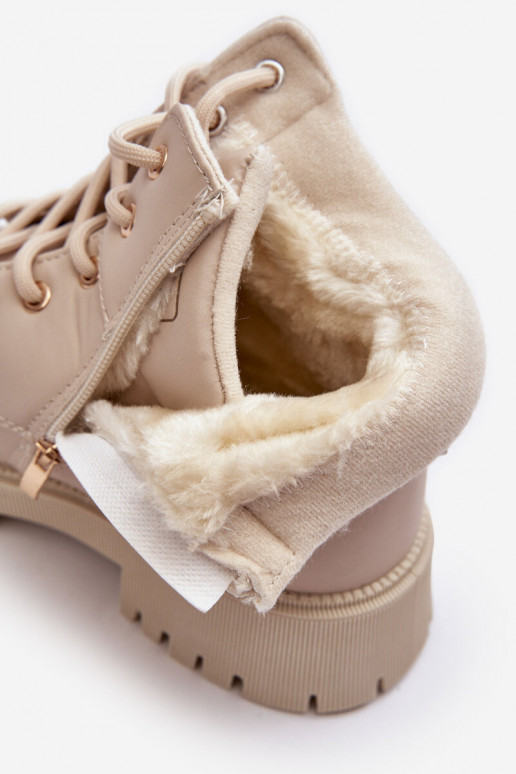 Women's Zipper Fleece-Lined Boots Beige Gremiva