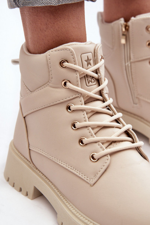 Women's Zipper Fleece-Lined Boots Beige Gremiva