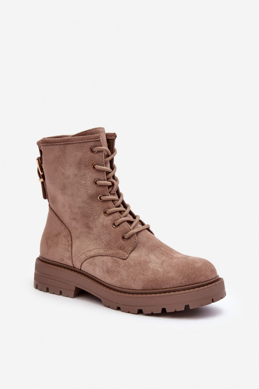 Women's Zip-Up Booties Dark Beige Ninsuni Women's Zip-Up Booties Dark Beige Ninsuni