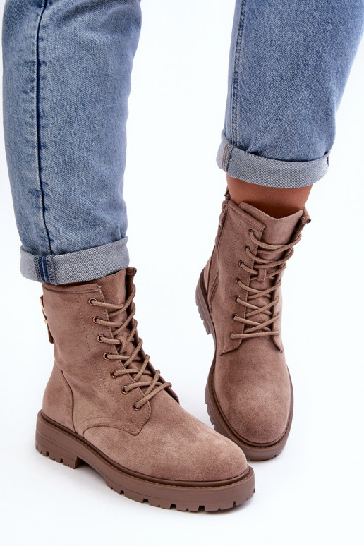 Women's Zip-Up Booties Dark Beige Ninsuni Women's Zip-Up Booties Dark Beige Ninsuni