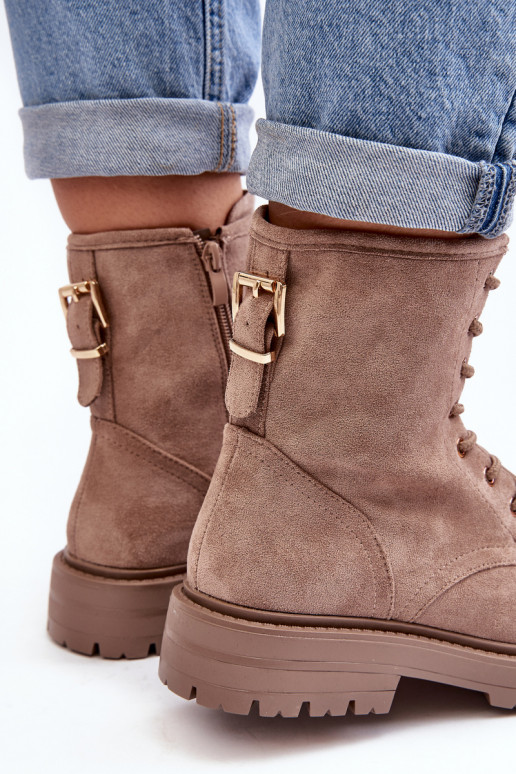 Women's Zip-Up Booties Dark Beige Ninsuni Women's Zip-Up Booties Dark Beige Ninsuni