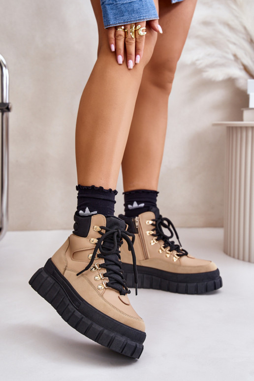 Women's Insulated Ankle Boots Platform Brown Jelenia Women's Insulated Ankle Boots Platform Brown Jelenia