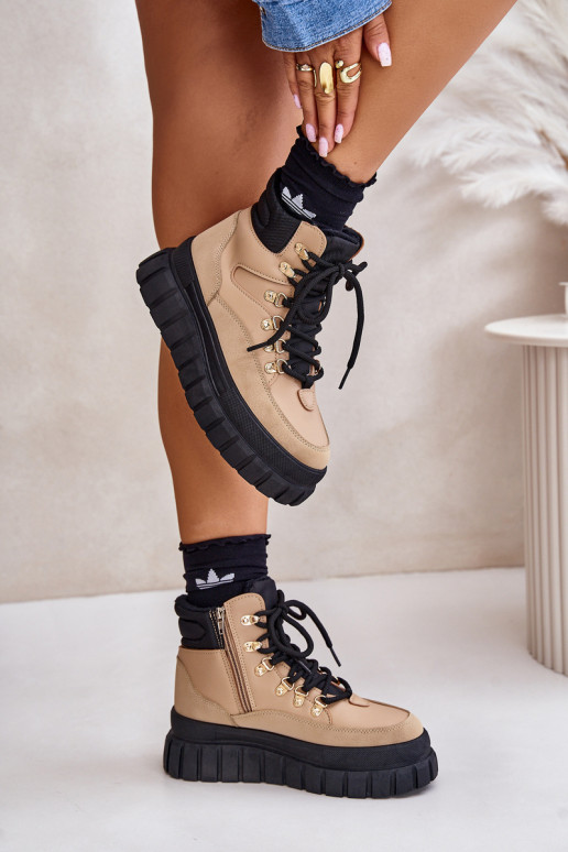 Women's Insulated Ankle Boots Platform Brown Jelenia Women's Insulated Ankle Boots Platform Brown Jelenia