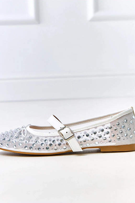 Białe balerinki siateczkowe z...