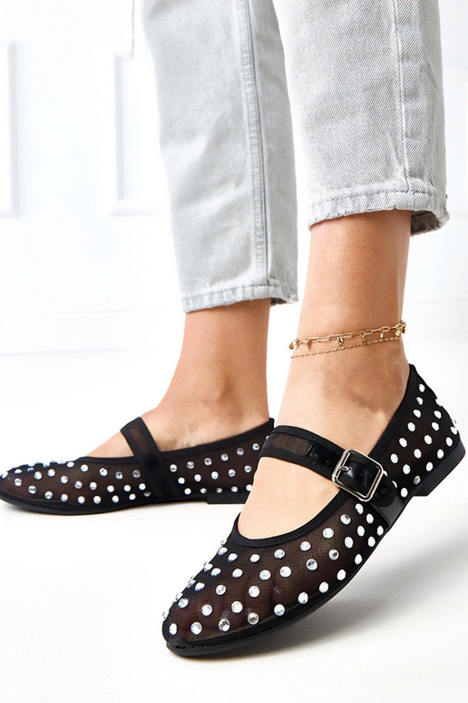 Czarne balerinki siateczkowe z...