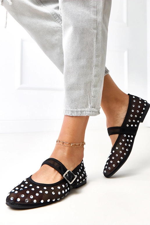 Czarne balerinki siateczkowe z...