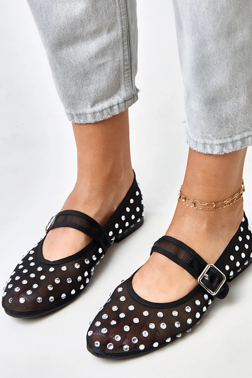 Czarne balerinki siateczkowe z...