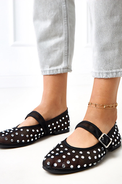 Czarne balerinki siateczkowe z...