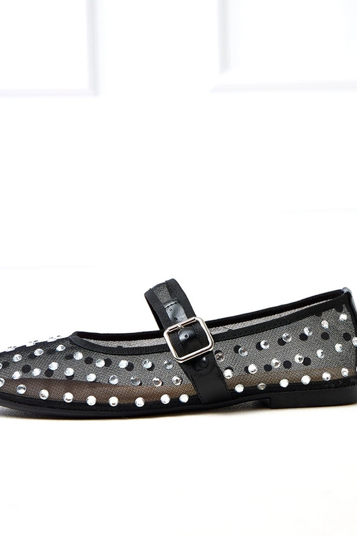 Czarne balerinki siateczkowe z...