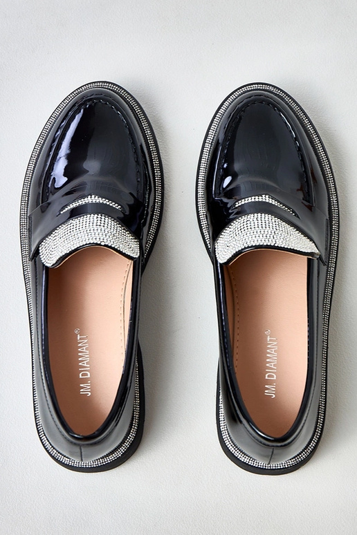 Czarne mokasyny lakierowane zdobione...