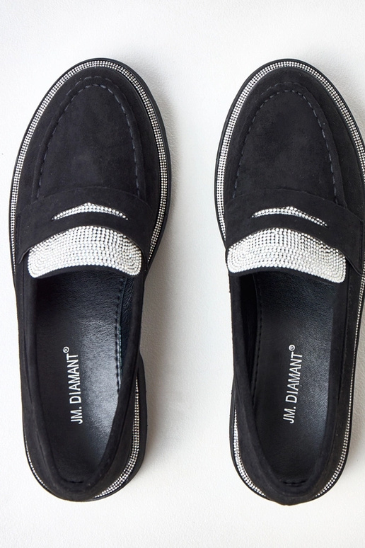 Czarne mokasyny ekozamszu zdobione...