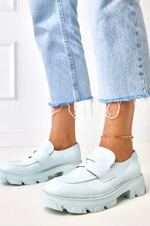 Niebieskie mokasyny damskie z...