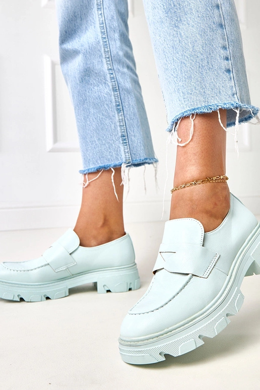 Niebieskie mokasyny damskie z...