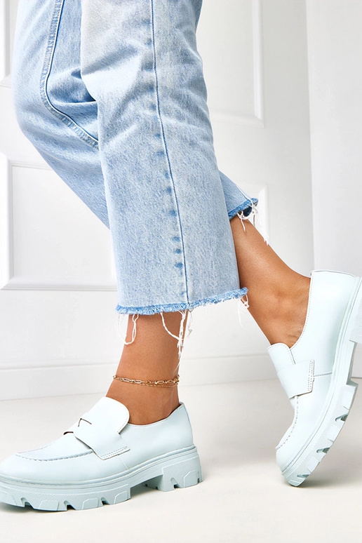 Niebieskie mokasyny damskie z...