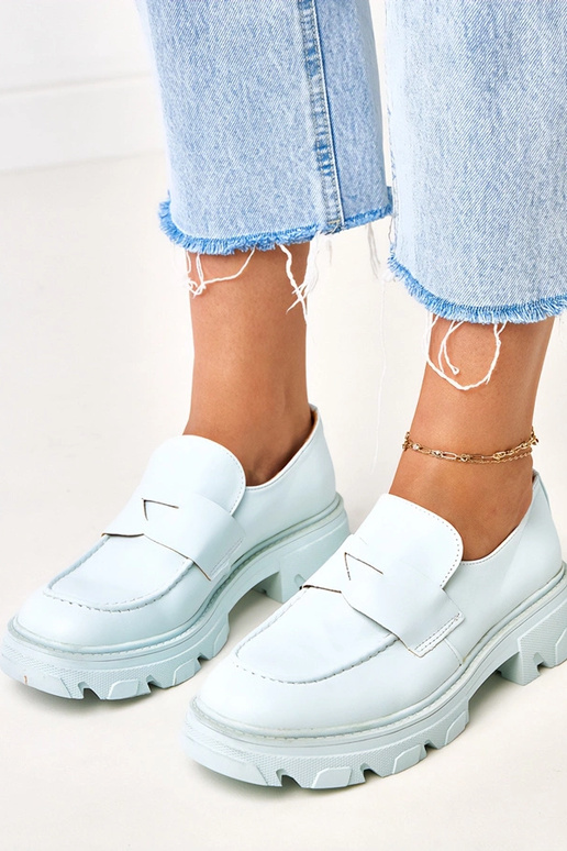 Niebieskie mokasyny damskie z...