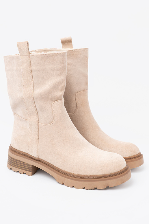 NoInoczesne brightlybeige boots o prostym fasonie