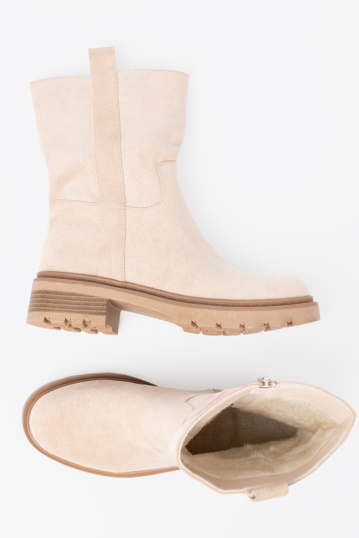 NoInoczesne brightlybeige boots o prostym fasonie
