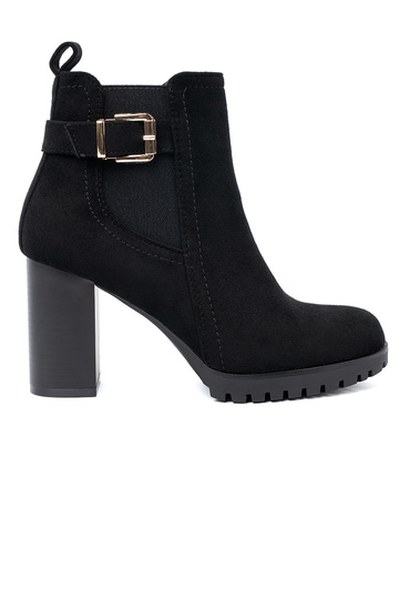 black ankle boots Inith a decorative buckle 2