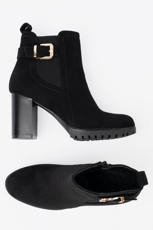 black ankle boots Inith a decorative buckle black ankle boots Inith a decorative buckle
