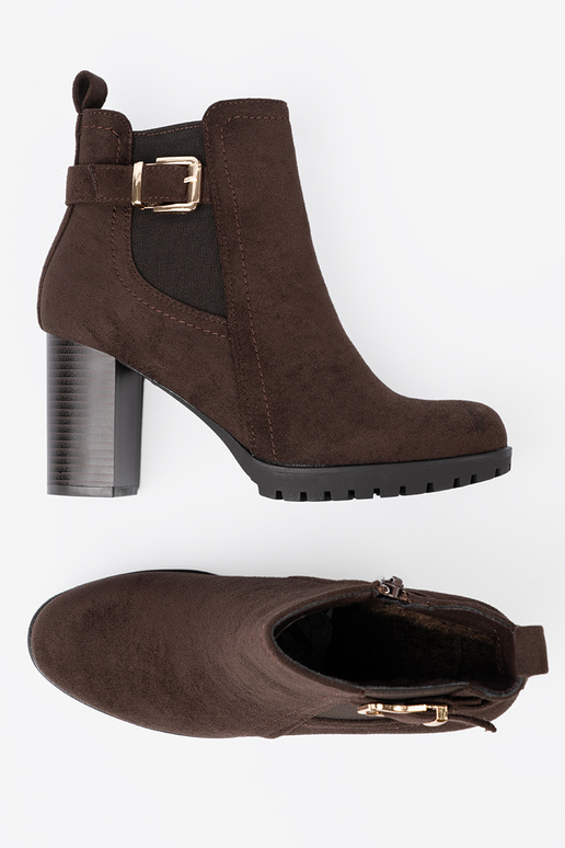 dark broInn ankle boots Inith a decorative buckle dark broInn ankle boots Inith a decorative buckle